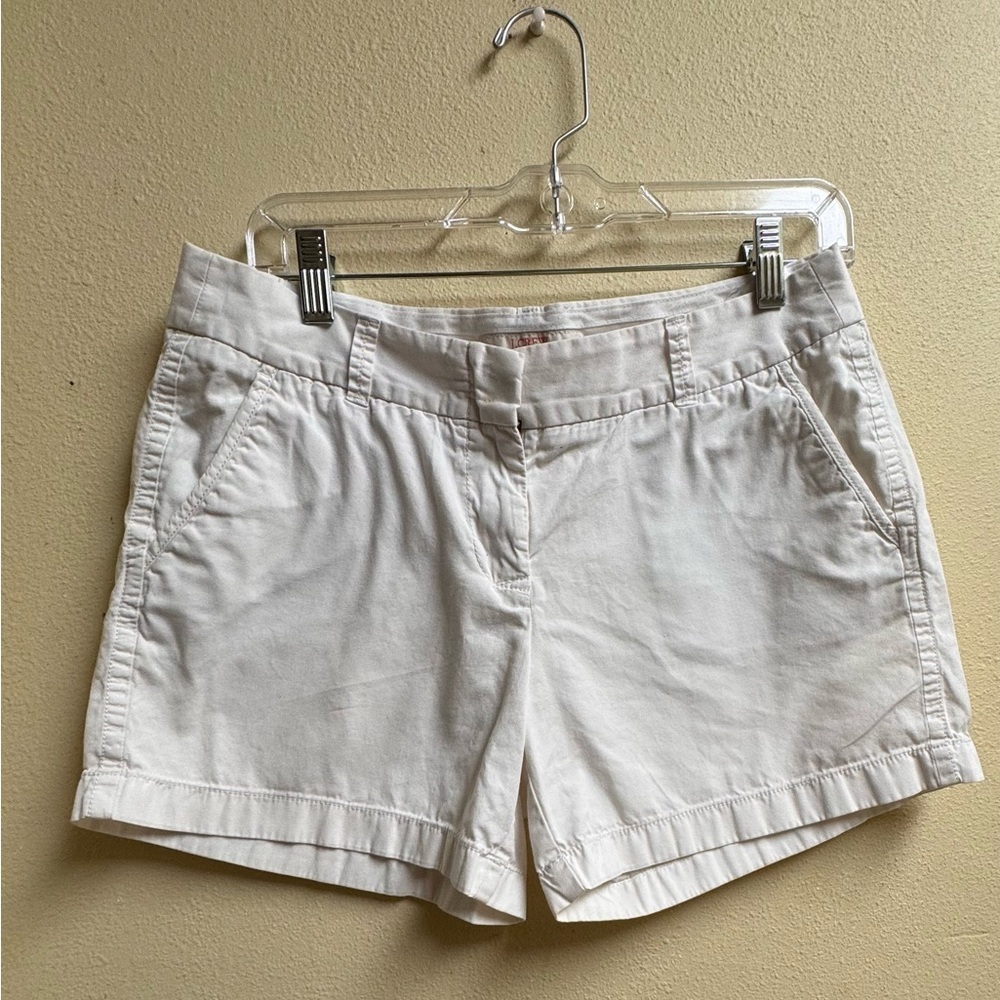 J Crew Broken-In Chino Shorts White Womens Size 6 Mid-Rise Cotton